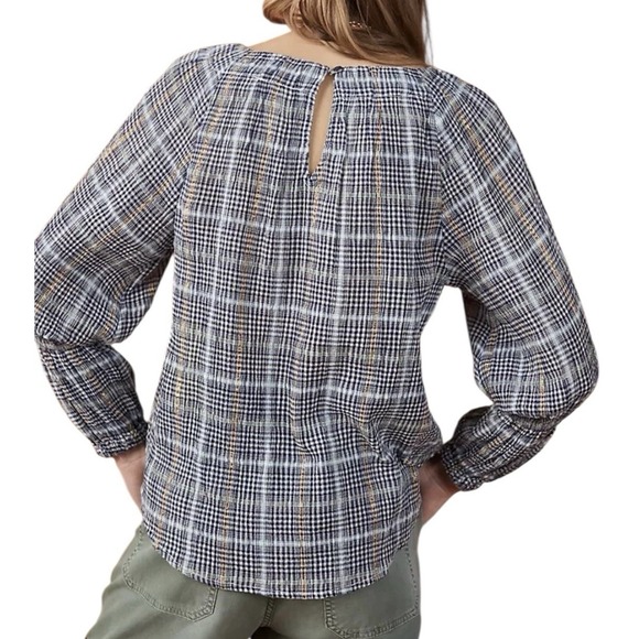 Anthropologie Pilcro Top Women's Large Plaid Long Sleeve Classic Career Stretch - Picture 2 of 12